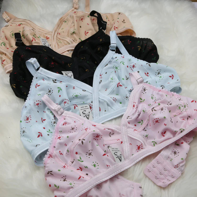 4-Piece Summer Fabric Printed jersy Bra Set